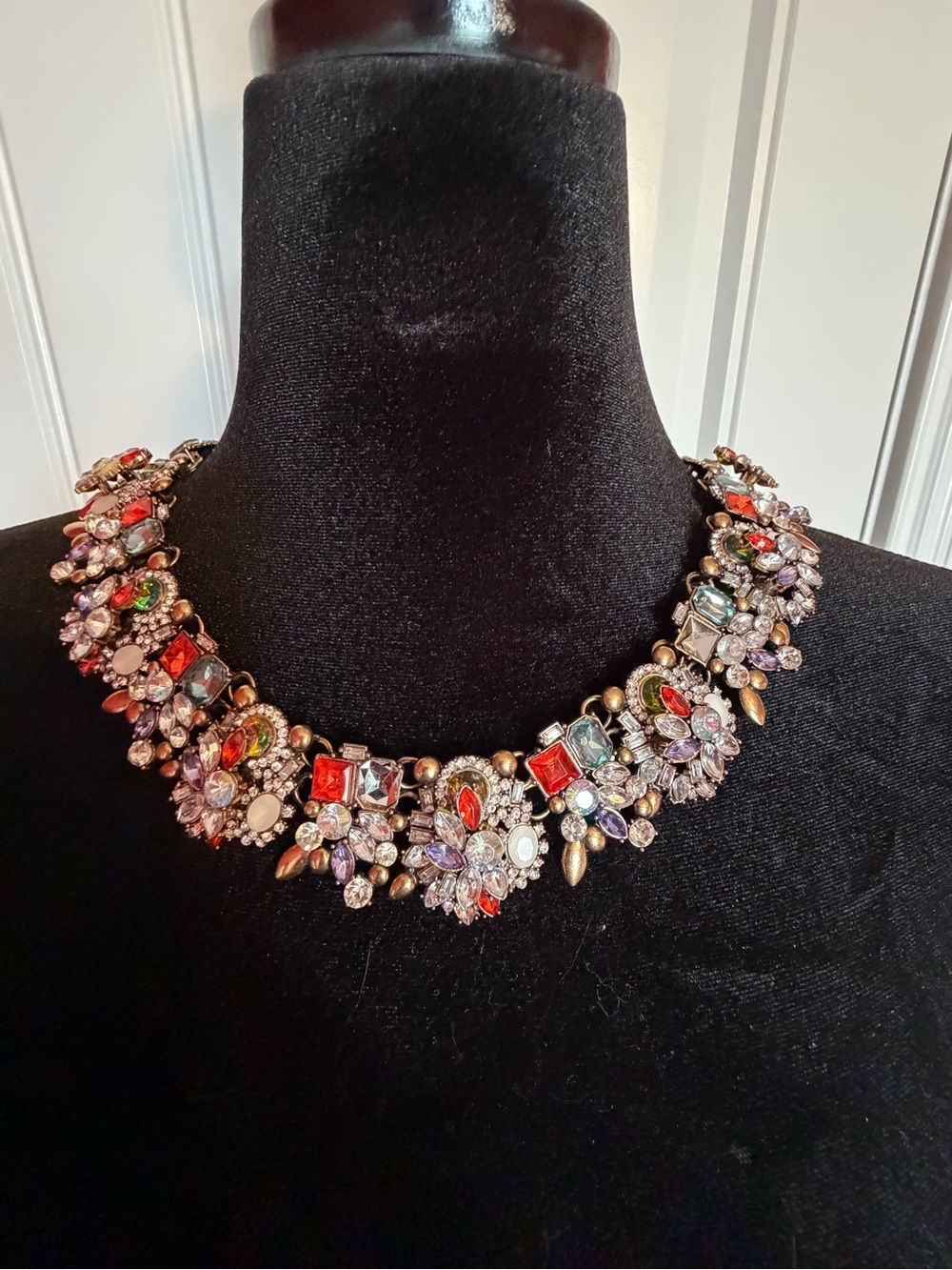 Multicolor Crystal Statement Collar Necklace - Designer-Inspired
